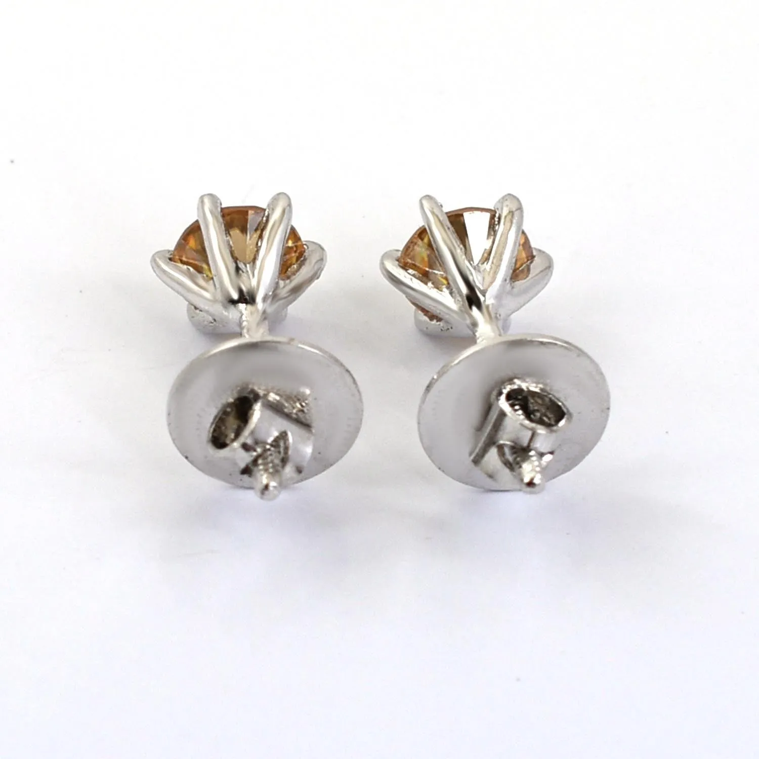 2.50 Ct Champagne Diamond Solitaire Studs in 925 Silver with Prong Settings, Great Shine & Luster! Ideal Gift for Girlfriend, Wife! Certified Diamond!