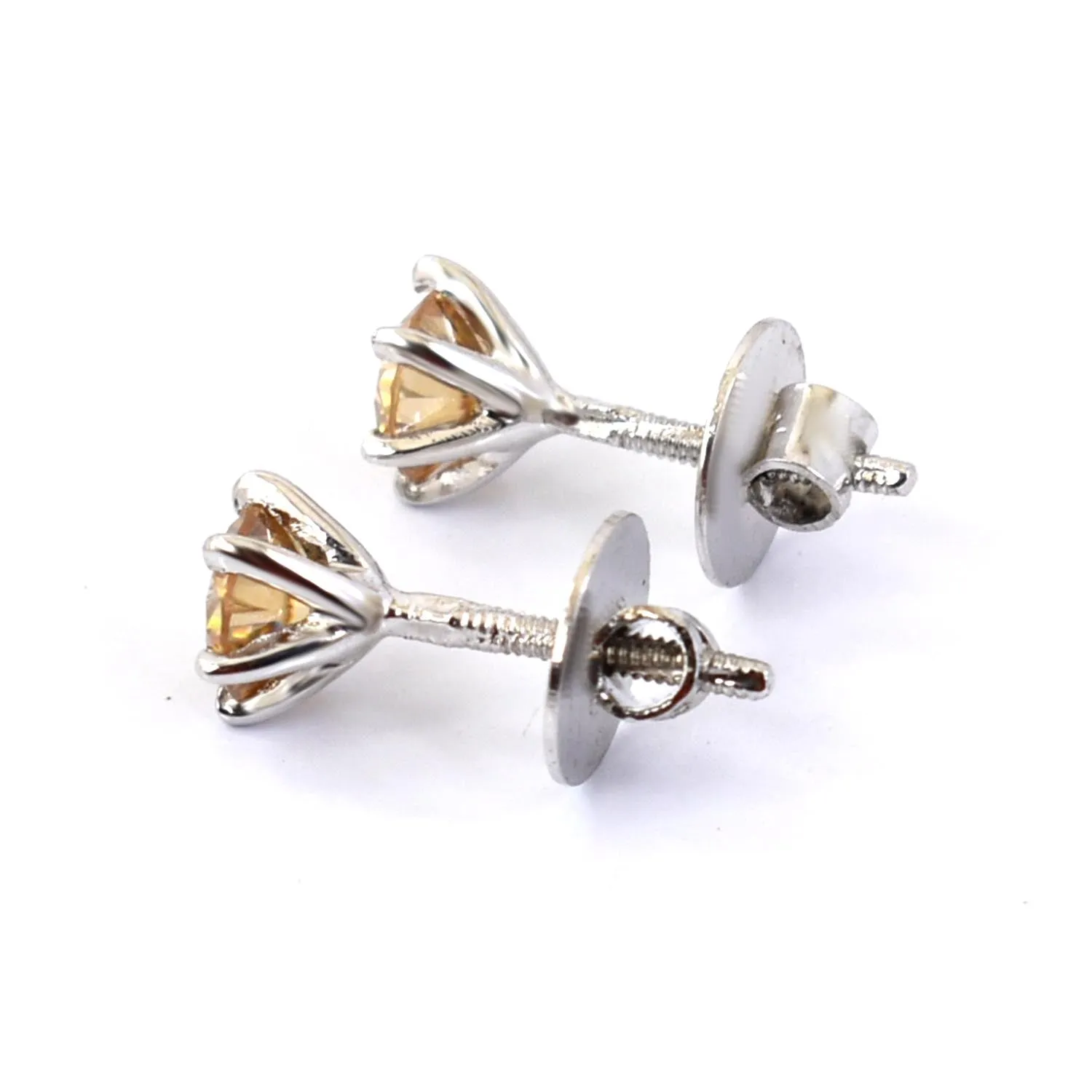 2.50 Ct Champagne Diamond Solitaire Studs in 925 Silver with Prong Settings, Great Shine & Luster! Ideal Gift for Girlfriend, Wife! Certified Diamond!
