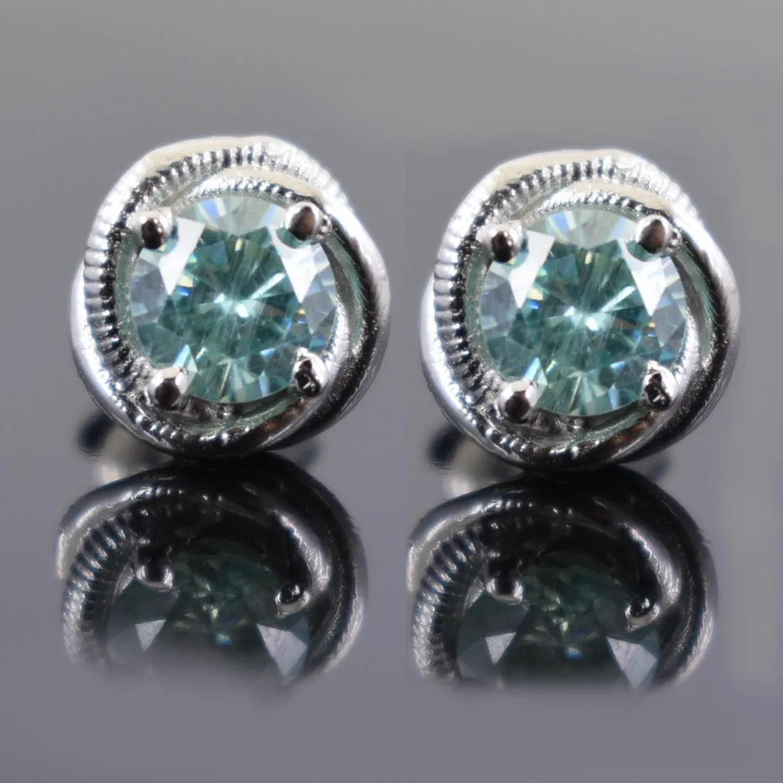 2.50 Ct Gorgeous Blue Diamond Solitaire Studs in 925 Sterling Silver, Ideal Gift for Wife, Girlfriend