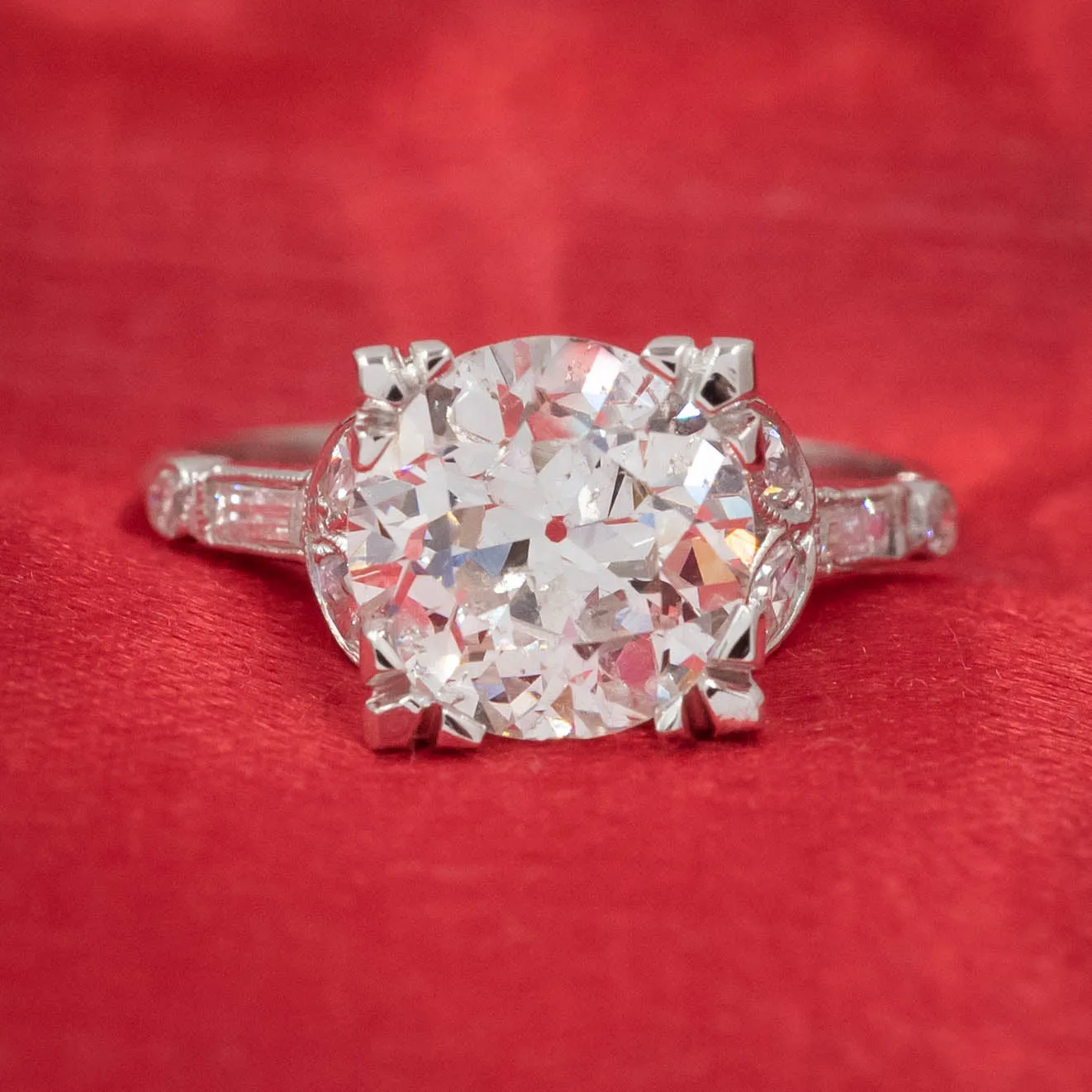 2.63 Carat Transitional Cut Diamond Ring c1920