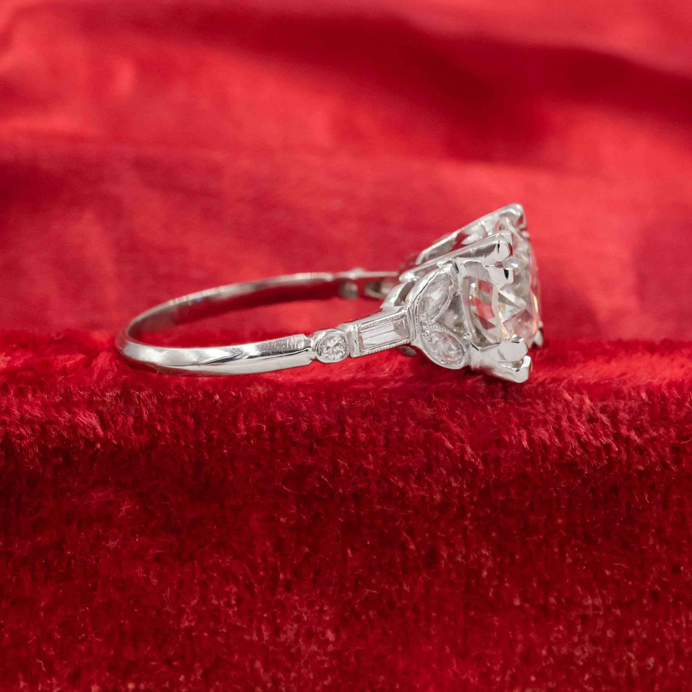 2.63 Carat Transitional Cut Diamond Ring c1920