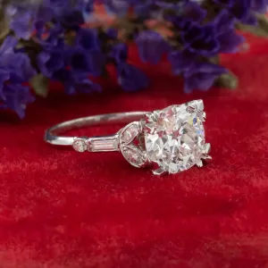 2.63 Carat Transitional Cut Diamond Ring c1920