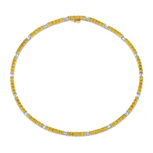 27.25ctw Yellow and White Emerald Cut Diamond Necklace