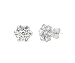 2.80 Carat Natural Diamond Flower Earrings G SI 14K White Gold