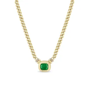 2.85 ctw Radiant Emerald Bezel Curb Chain Necklace