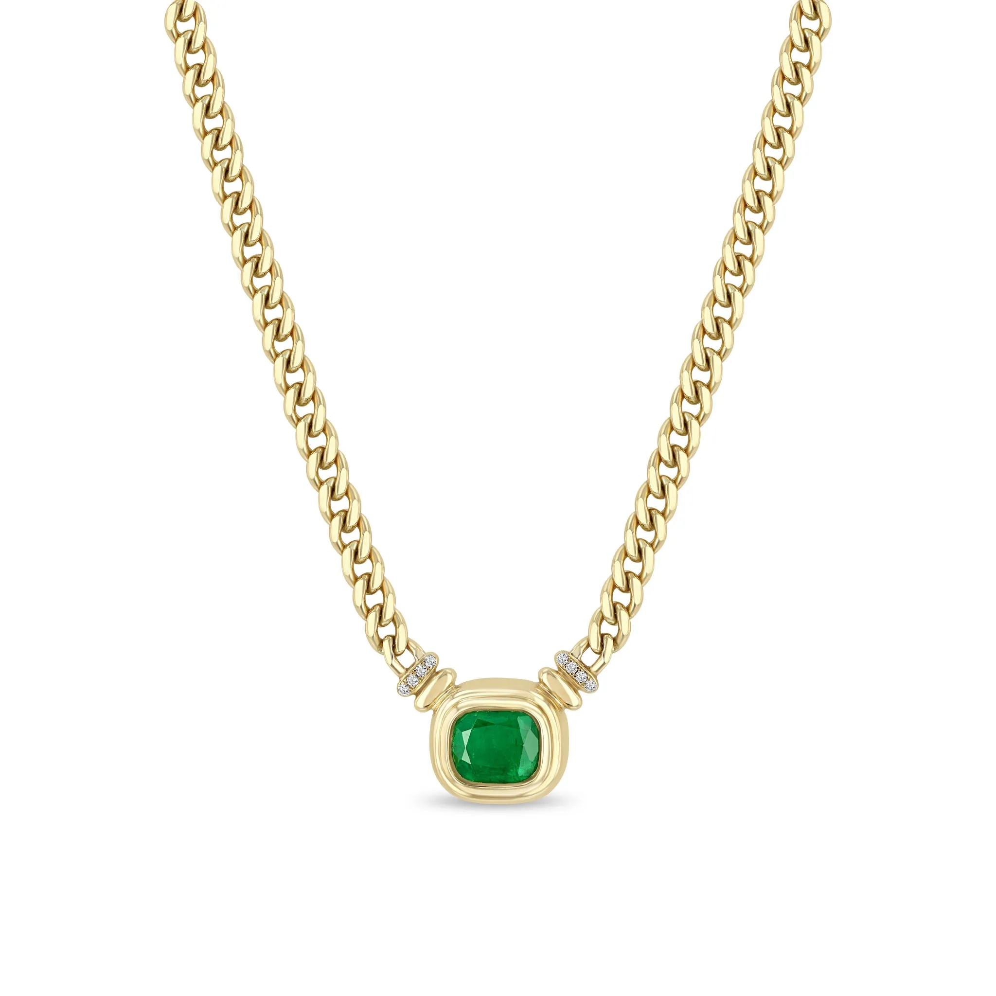 2.85 ctw Radiant Emerald Bezel Curb Chain Necklace