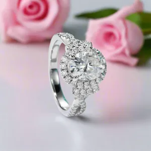 2ct Oval Cut Halo Diamond Engagement Ring