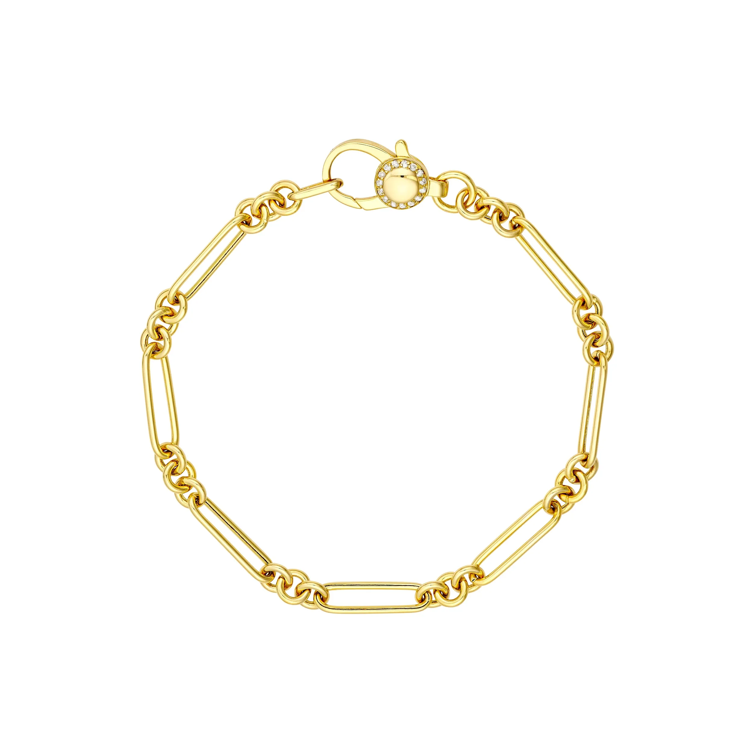3 1 Hollow Paper Clip Bracelet with Diamond Lock