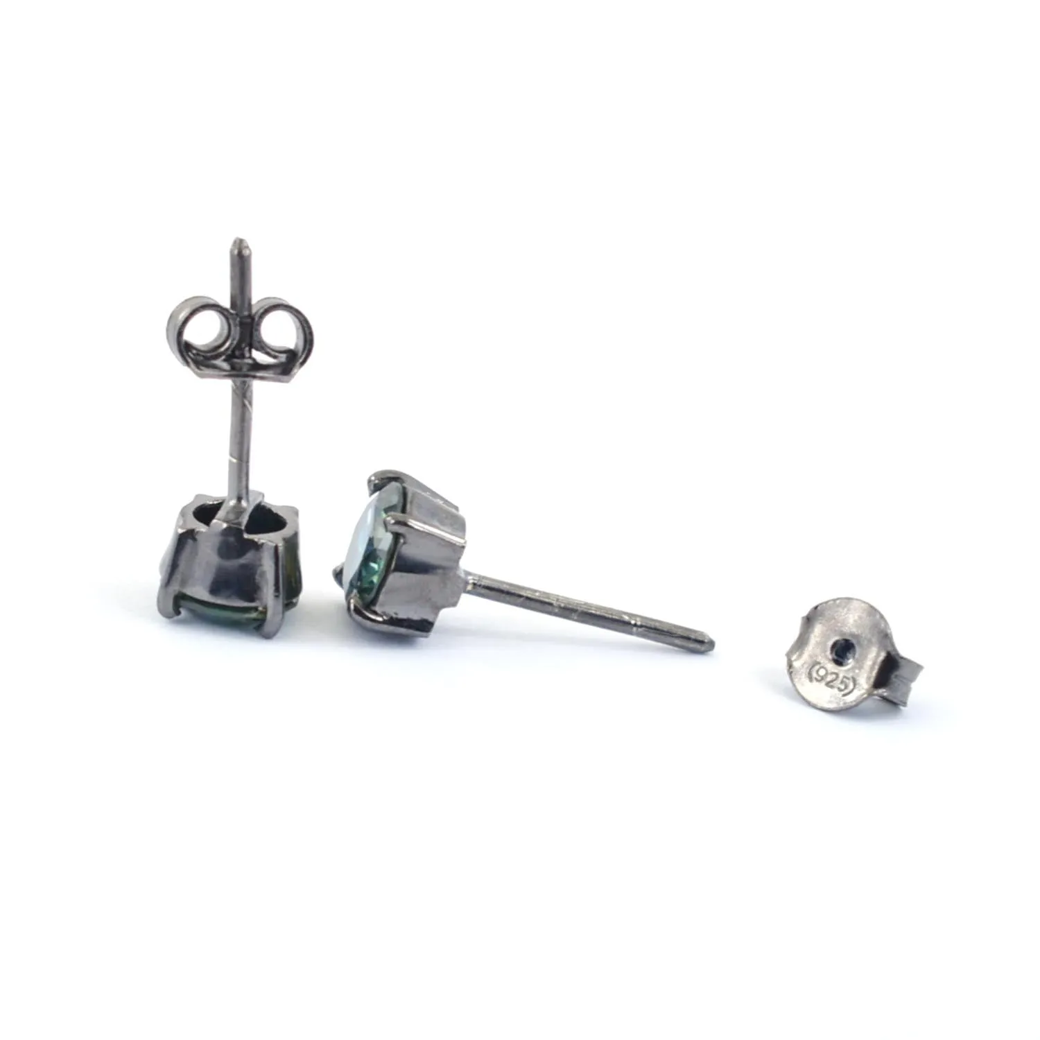 3 Ct Certified Blue Diamond Stud Earrings in 925 Silver with Black Gold Finish! Great Shine & Luster! Gift For Birthday!