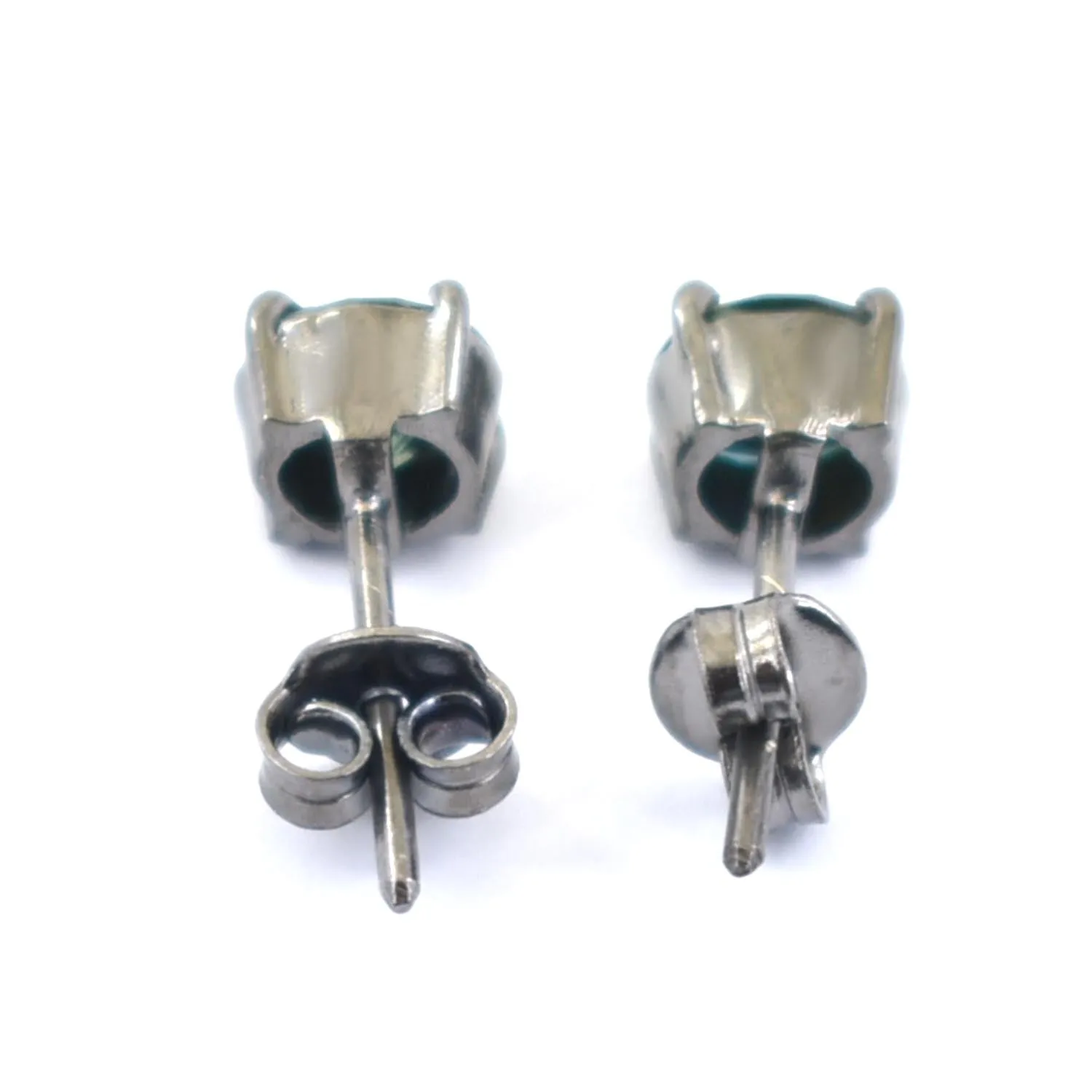 3 Ct Certified Blue Diamond Stud Earrings in 925 Silver with Black Gold Finish! Great Shine & Luster! Gift For Birthday!