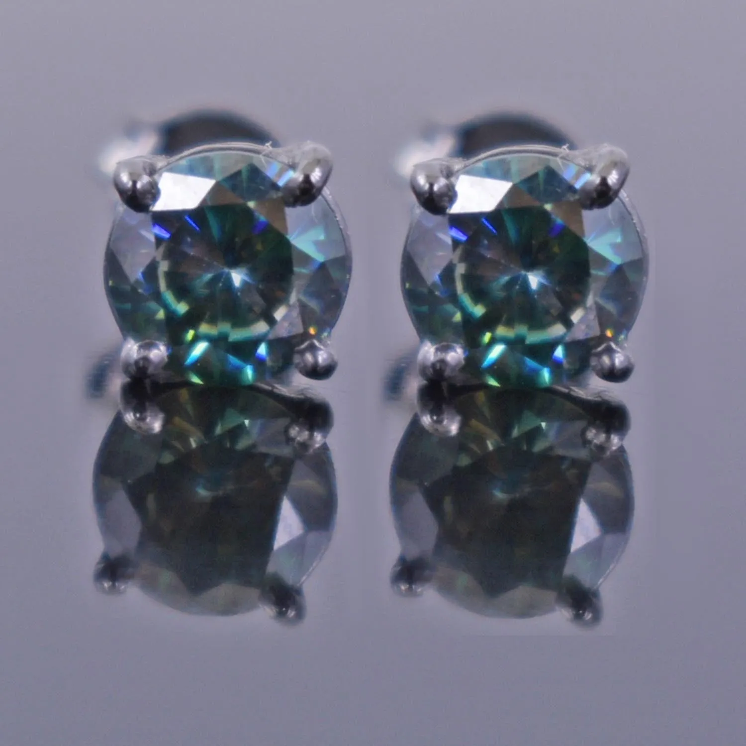 3 Ct Certified Blue Diamond Stud Earrings in 925 Silver with Black Gold Finish! Great Shine & Luster! Gift For Birthday!