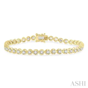 3 ctw Round Cut Diamond Illusion Tennis Bracelet in 10K Yellow Gold