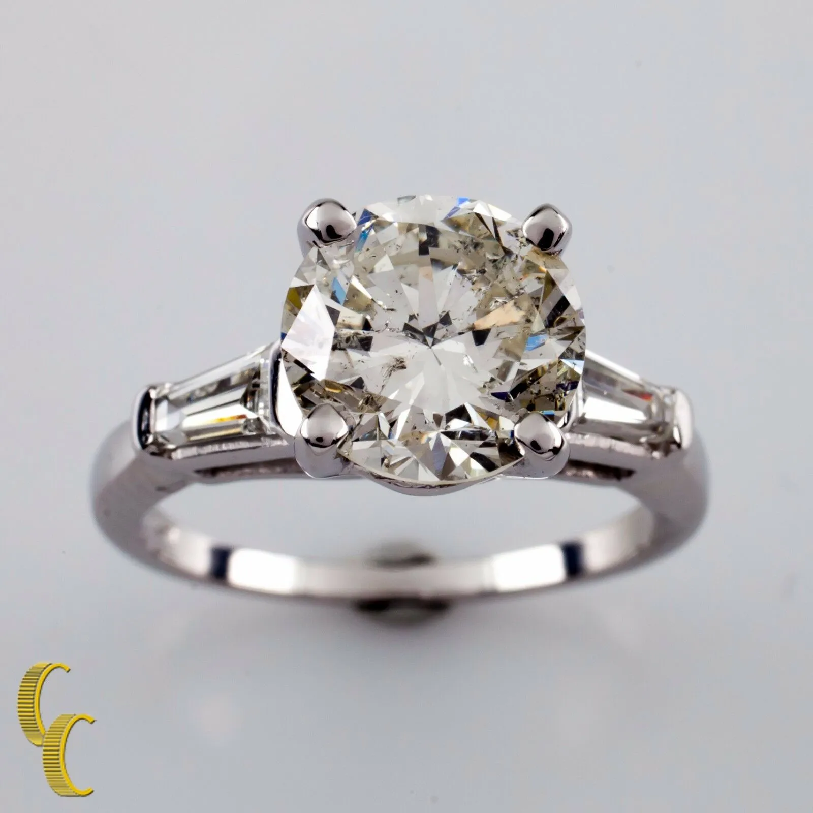 3.00 Carat Round Brilliant Diamond 18k White Gold Engagement Ring Size: 6.25