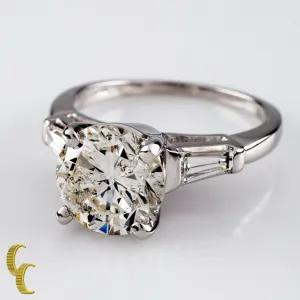 3.00 Carat Round Brilliant Diamond 18k White Gold Engagement Ring Size: 6.25