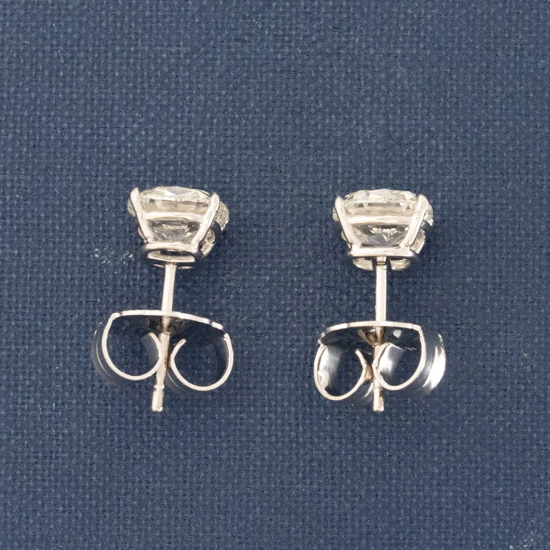 3.18ctw Old Mine Cut Diamond Stud Earrings, GIA J