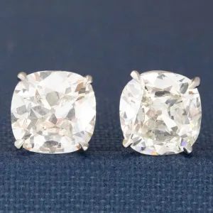 3.18ctw Old Mine Cut Diamond Stud Earrings, GIA J