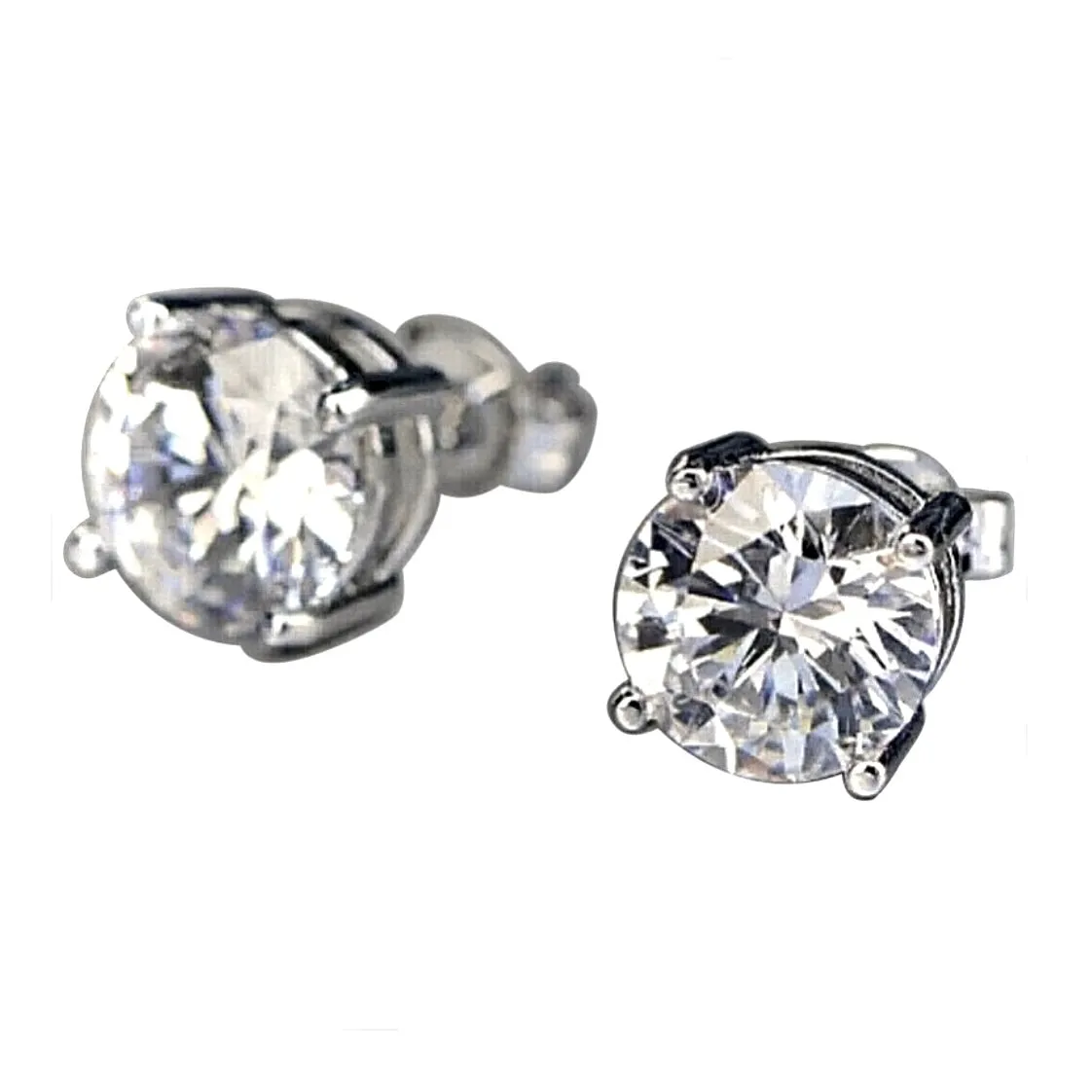 3.20 Carat Round Cut Diamond Stud Earrings Platinum