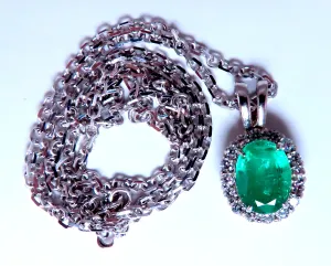 3.24ct Natural Oval Emerald Classic Cluster Necklace 14kt gold 12389
