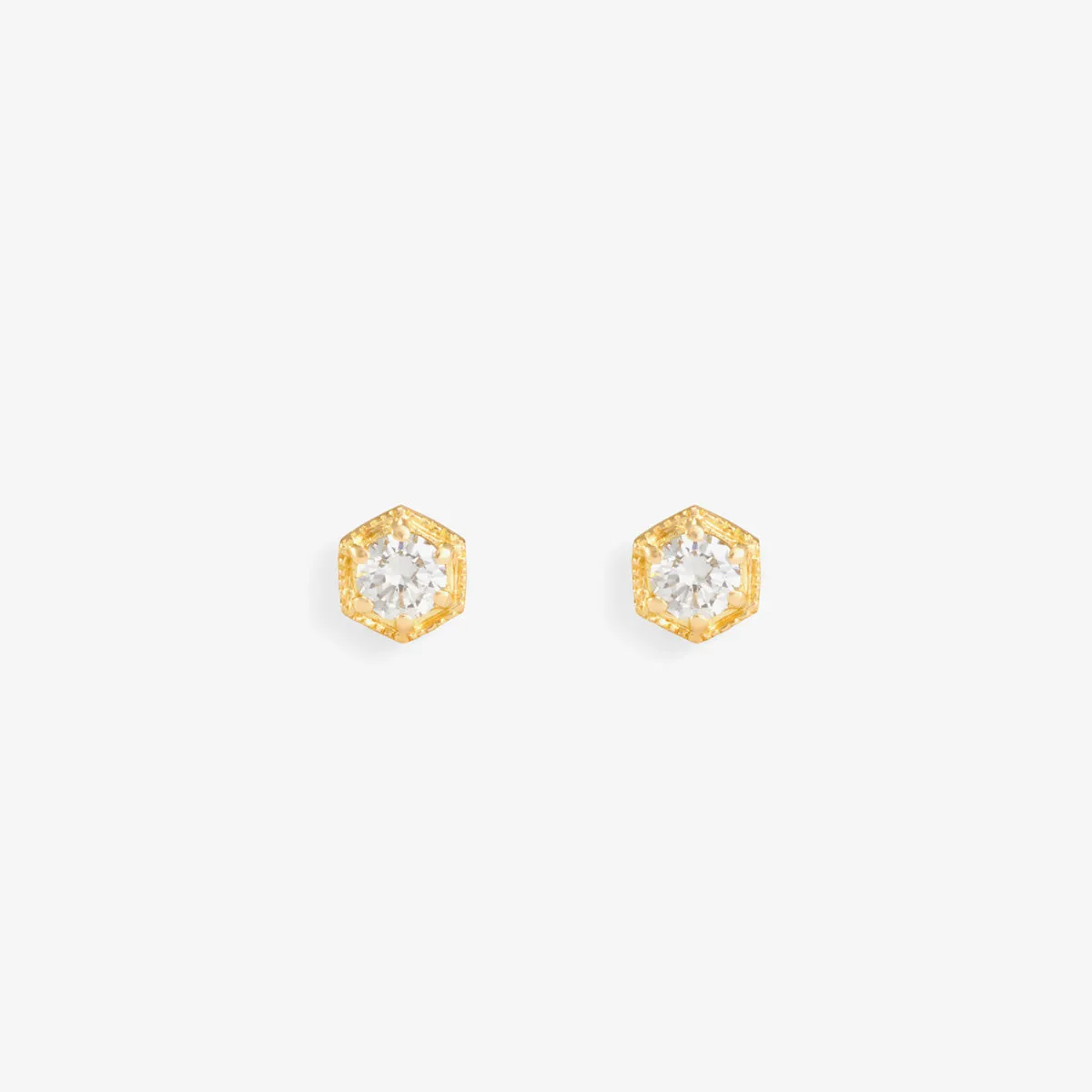 3.5mm White Diamond Hexagon Studs | E9903W