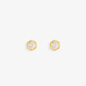 3.5mm White Diamond Hexagon Studs | E9903W