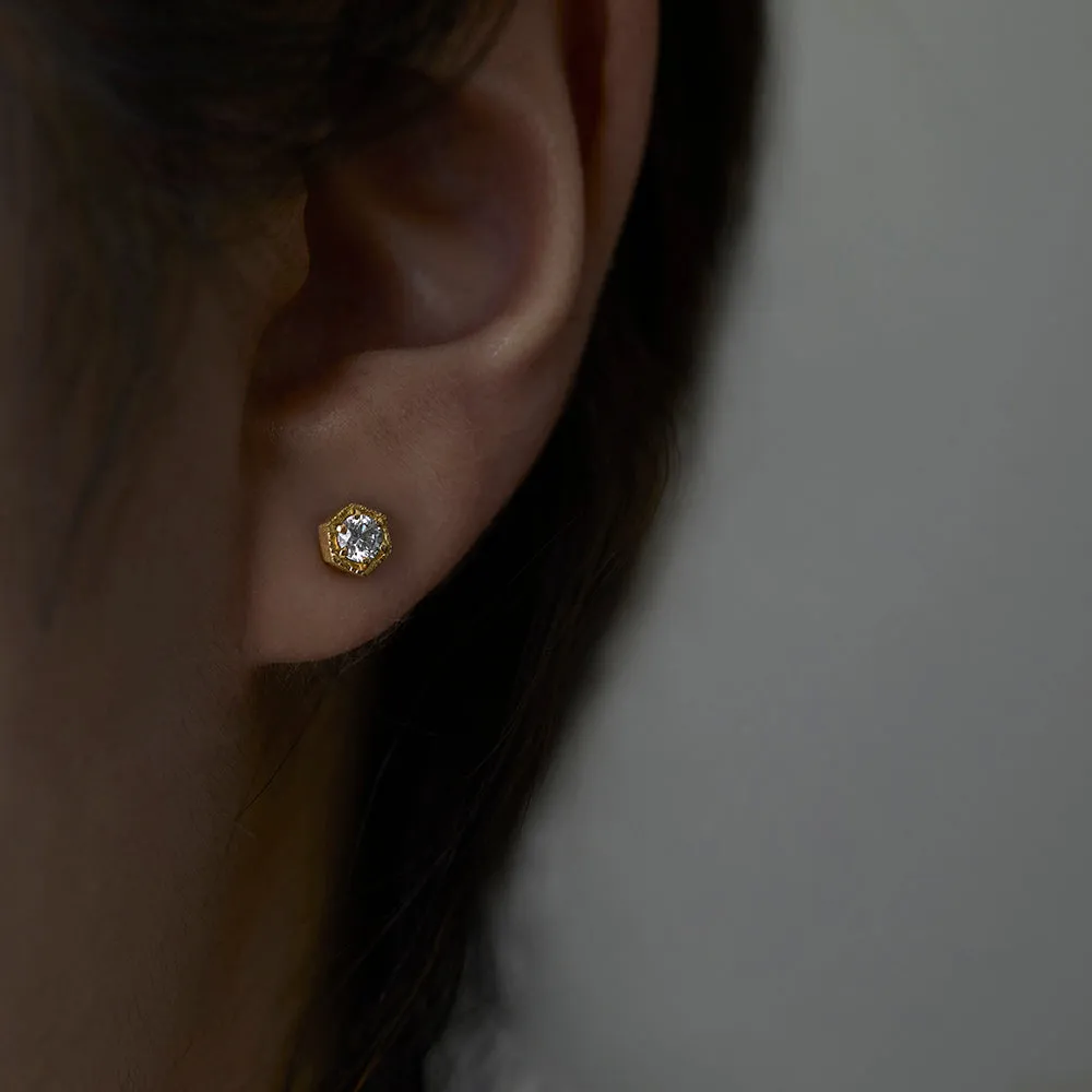 3.5mm White Diamond Hexagon Studs | E9903W