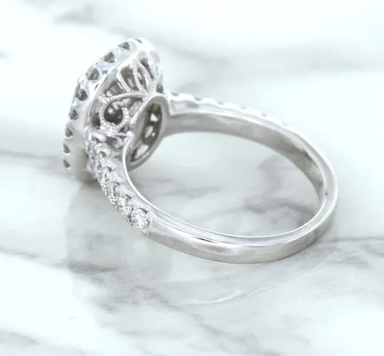3.68ct. Oval GIA Certified Blue Sapphire Ring with Diamond Halo in 18K White Gold