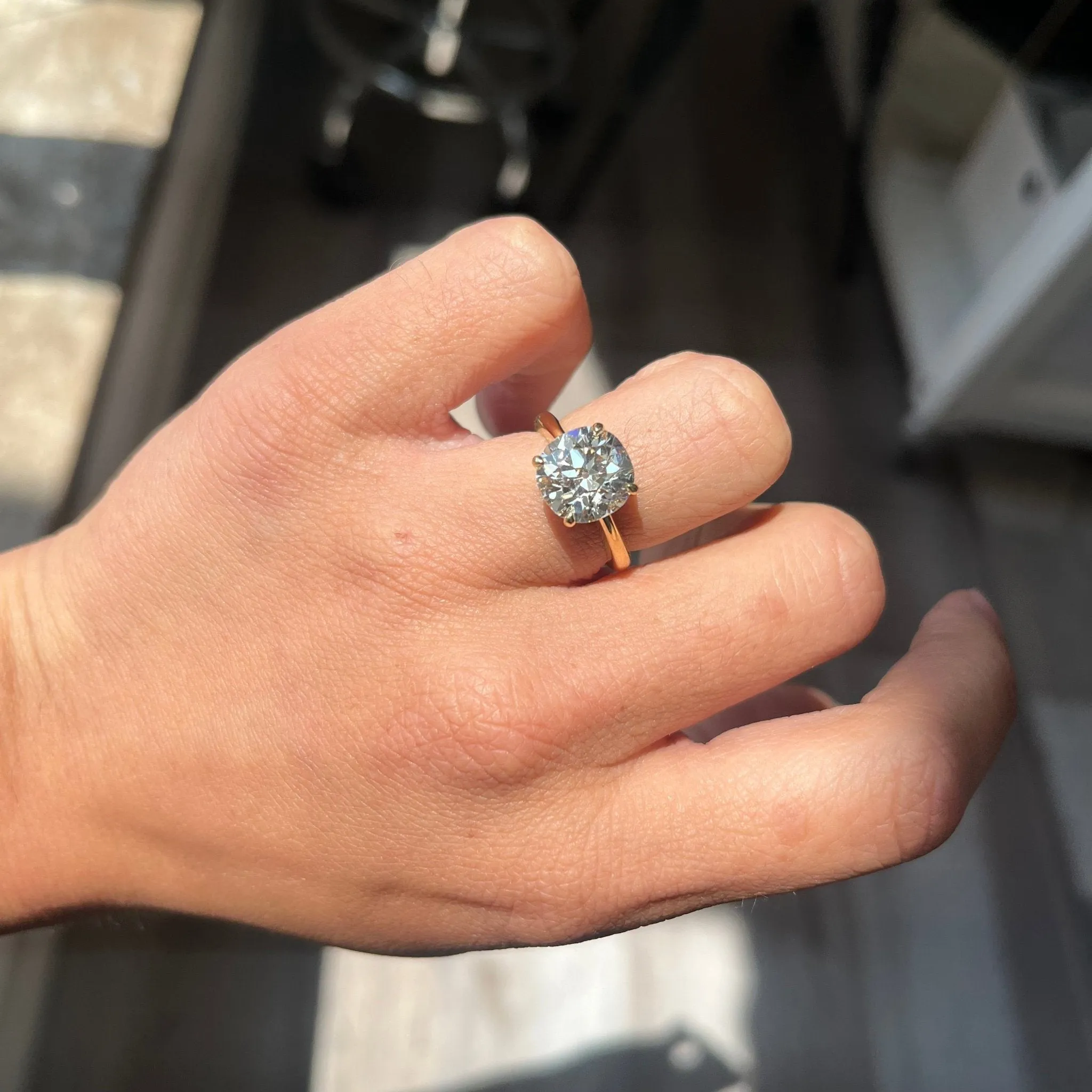 3.76ct Old Mine Cut Diamond Solitaire