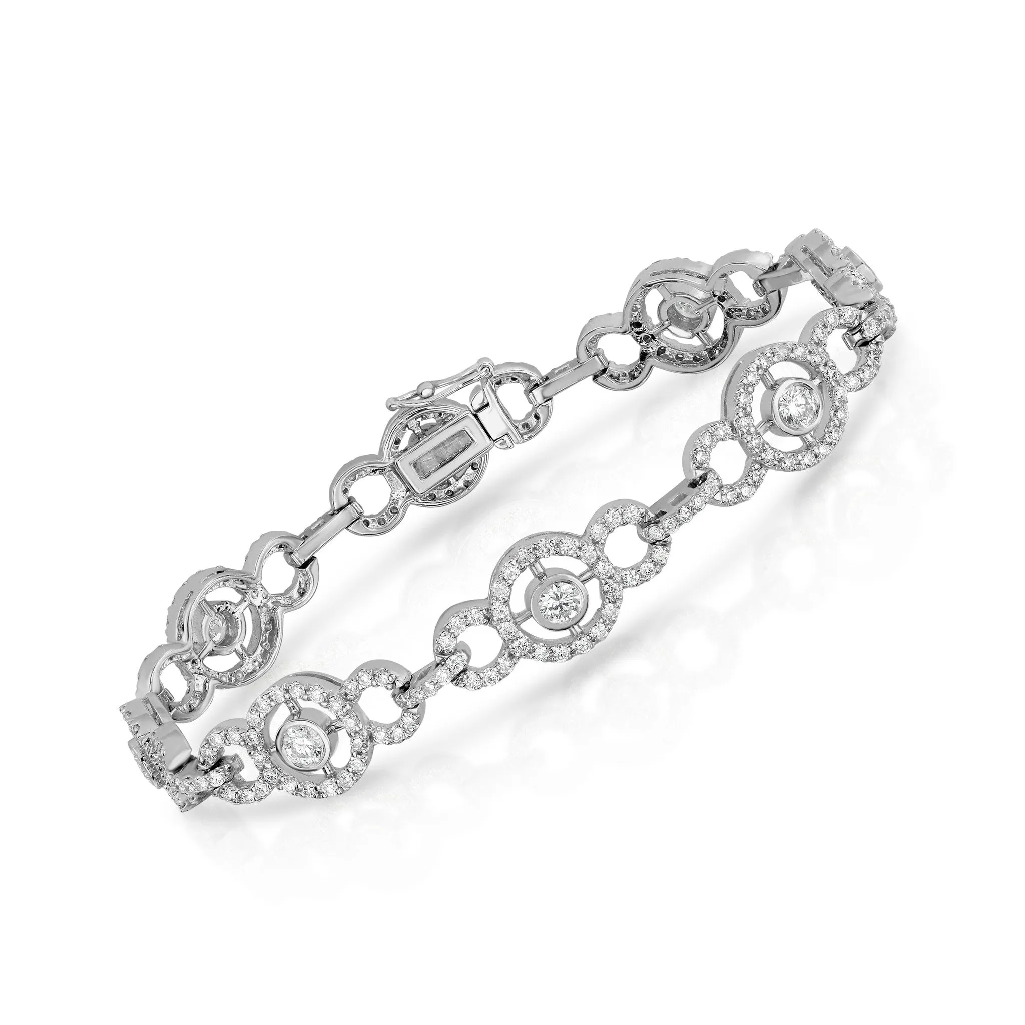 3.82Ct Diamond Circle Tennis Bracelet in 14K White Gold