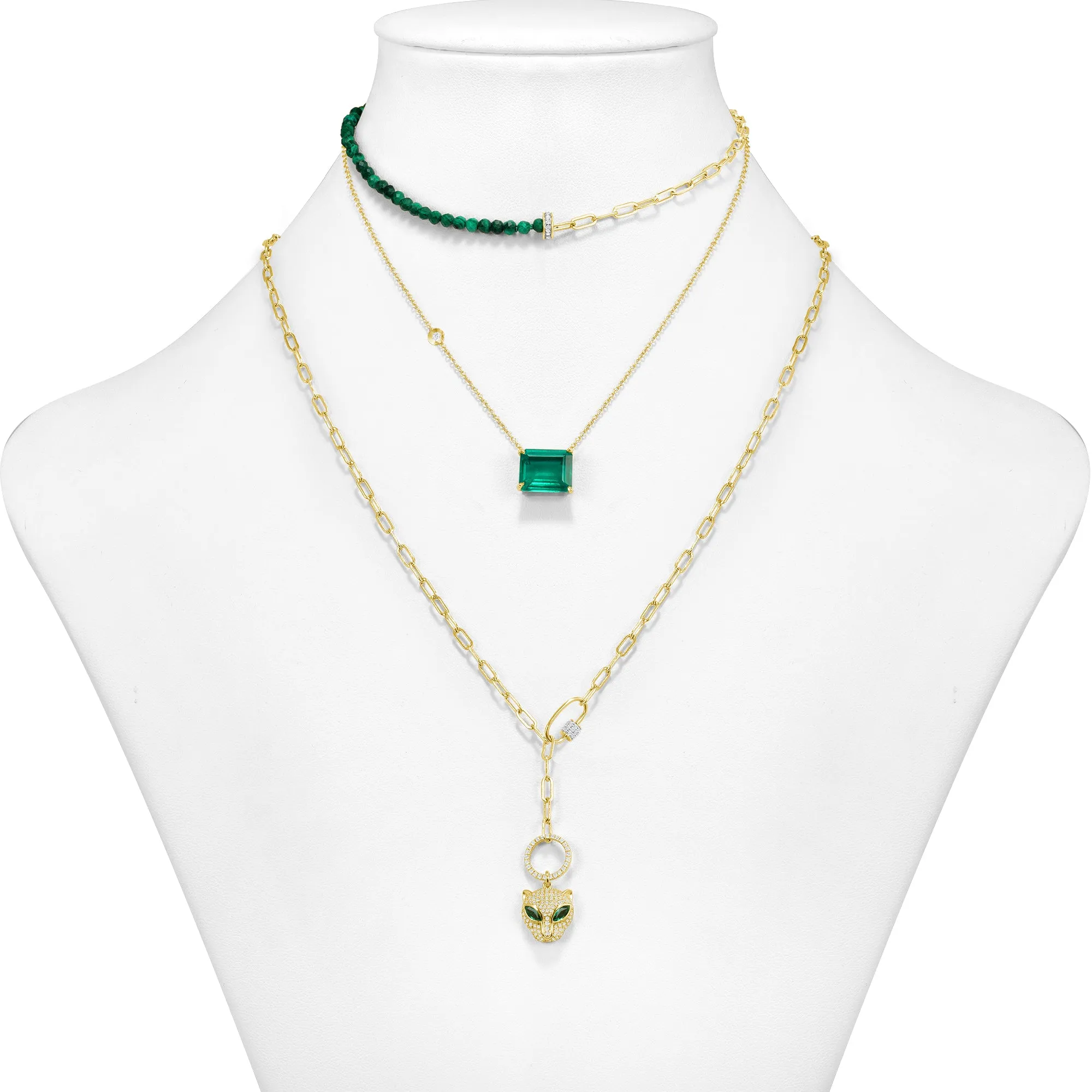 4 Layers Emerald and Malachite Necklaces