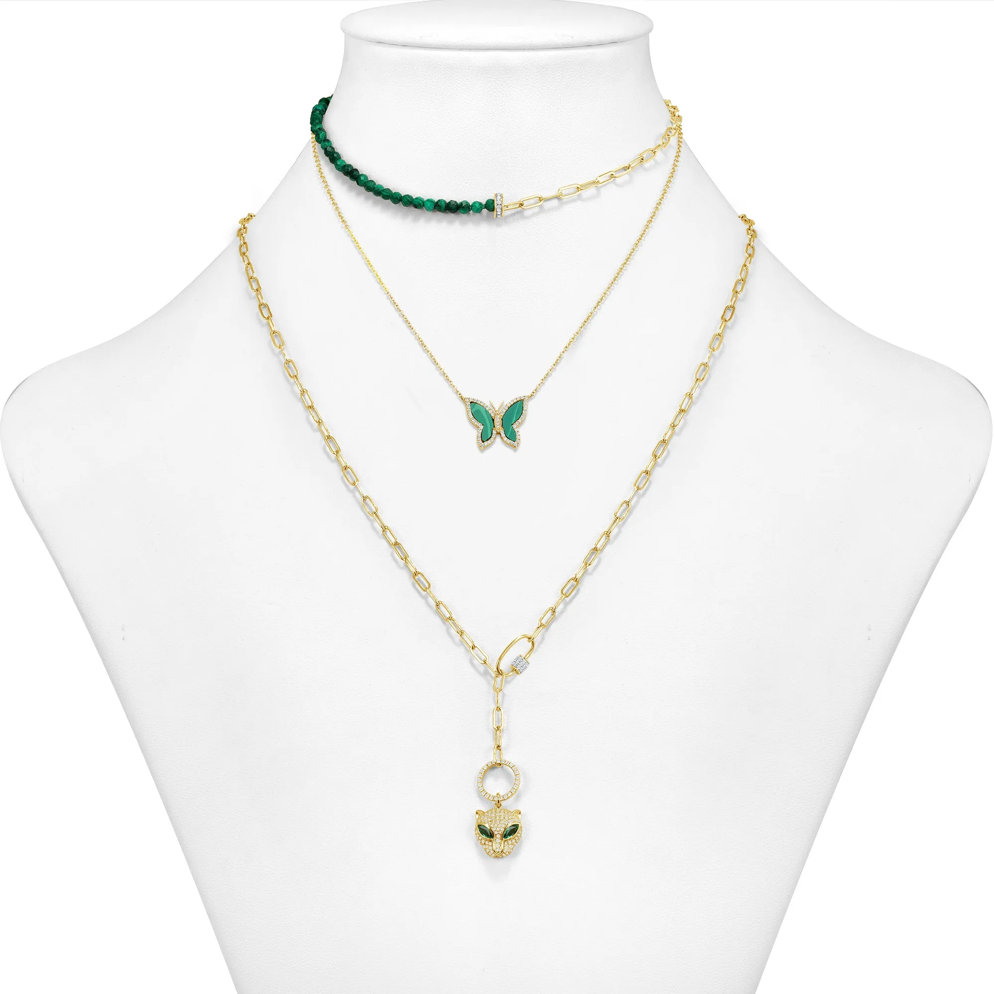 4 Layers Emerald and Malachite Necklaces