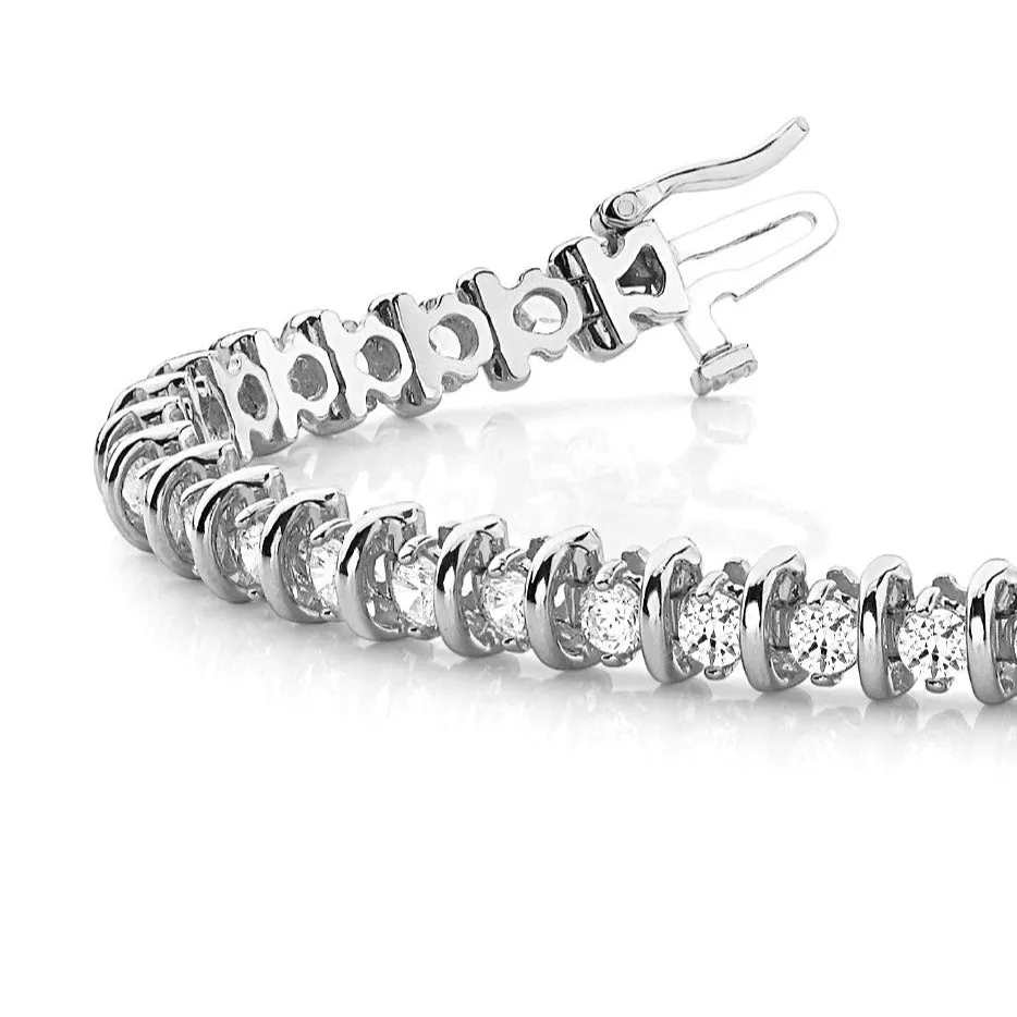 4.00 ctw Round Diamond Bar Tennis Bracelet Two Prong