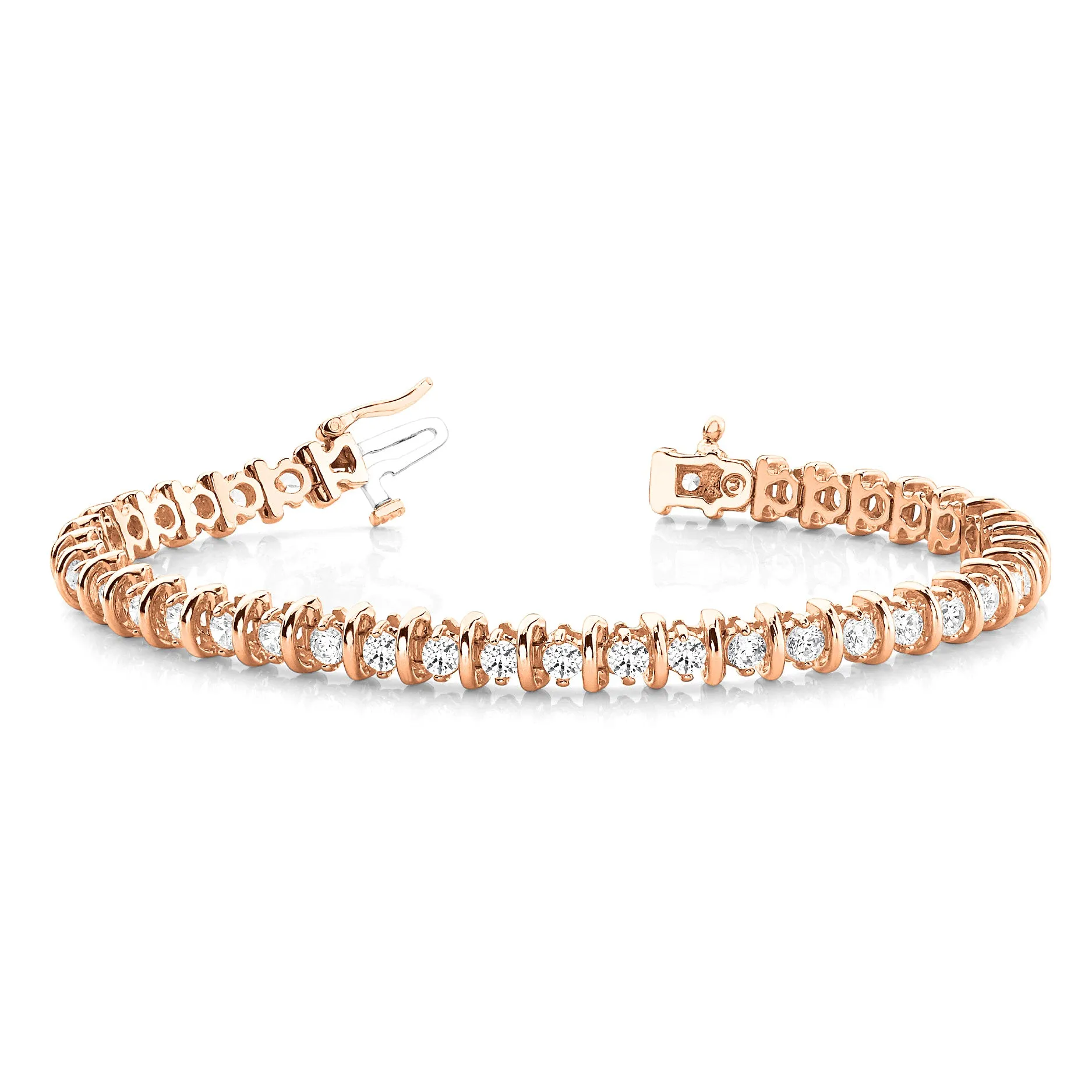 4.00 ctw Round Diamond Bar Tennis Bracelet Two Prong