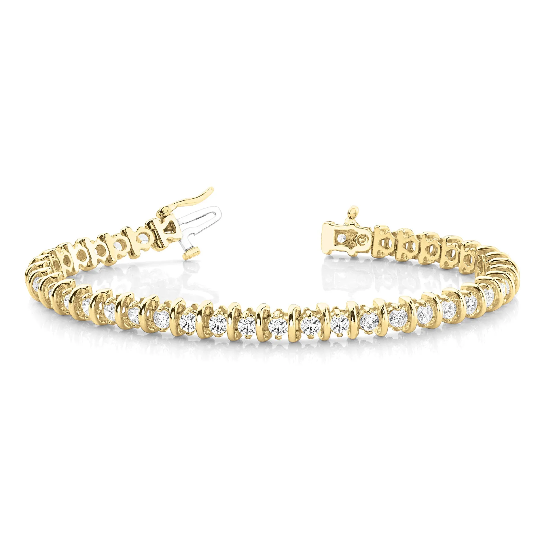 4.00 ctw Round Diamond Bar Tennis Bracelet Two Prong