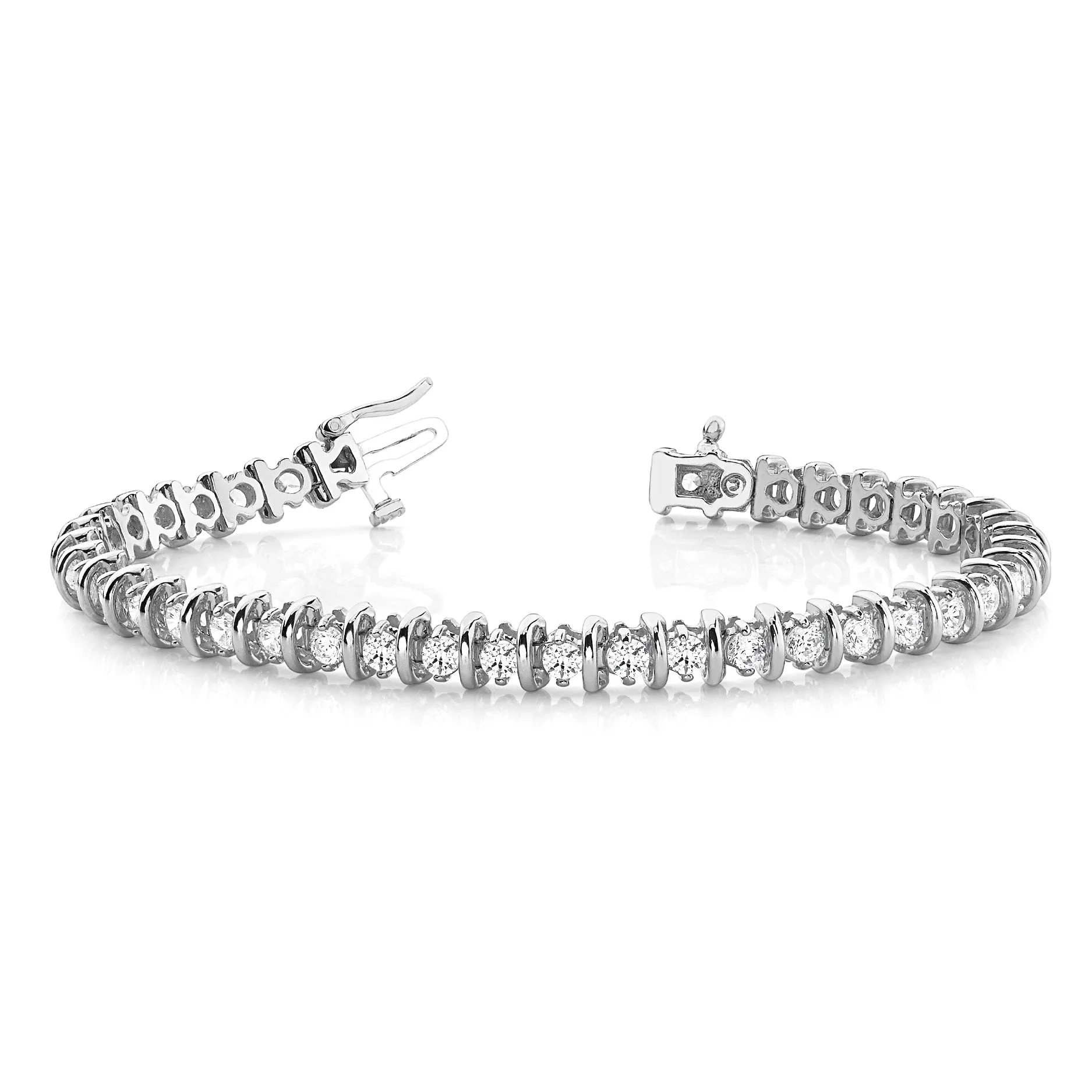4.00 ctw Round Diamond Bar Tennis Bracelet Two Prong