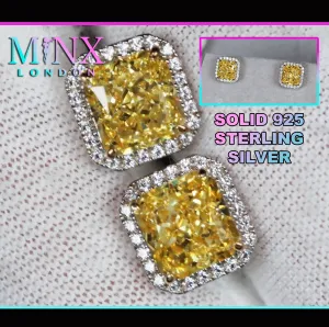4.0ct Yellow Diamond Ear Studs | Yellow Radiant Cut Diamond Ear Studs