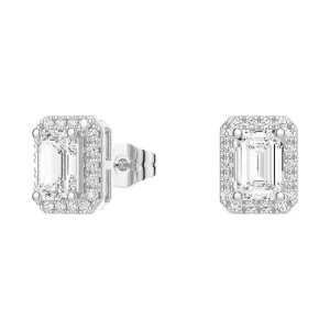 4.14 ctw Emerald Cut Moissanite Halo Stud Earrings