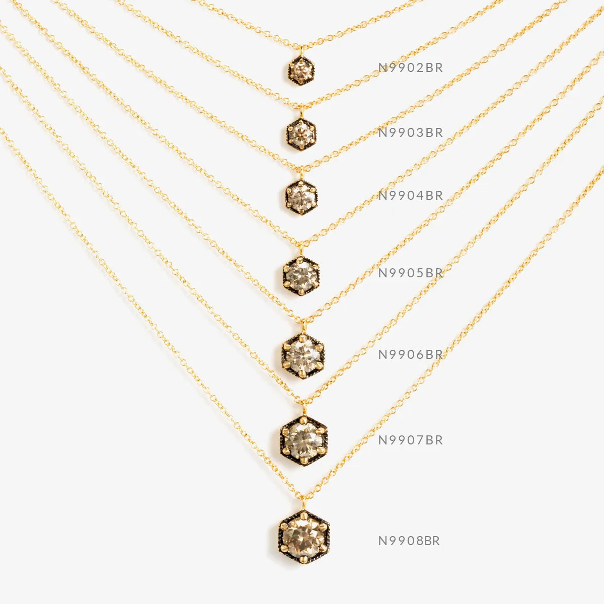 4.5mm Brown Diamond Hexagon Necklace | N9905BR