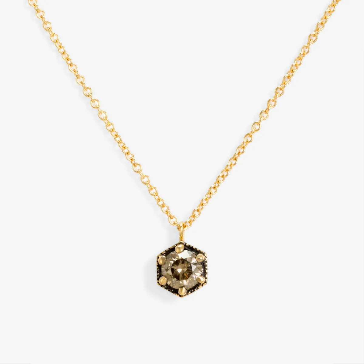4.5mm Brown Diamond Hexagon Necklace | N9905BR