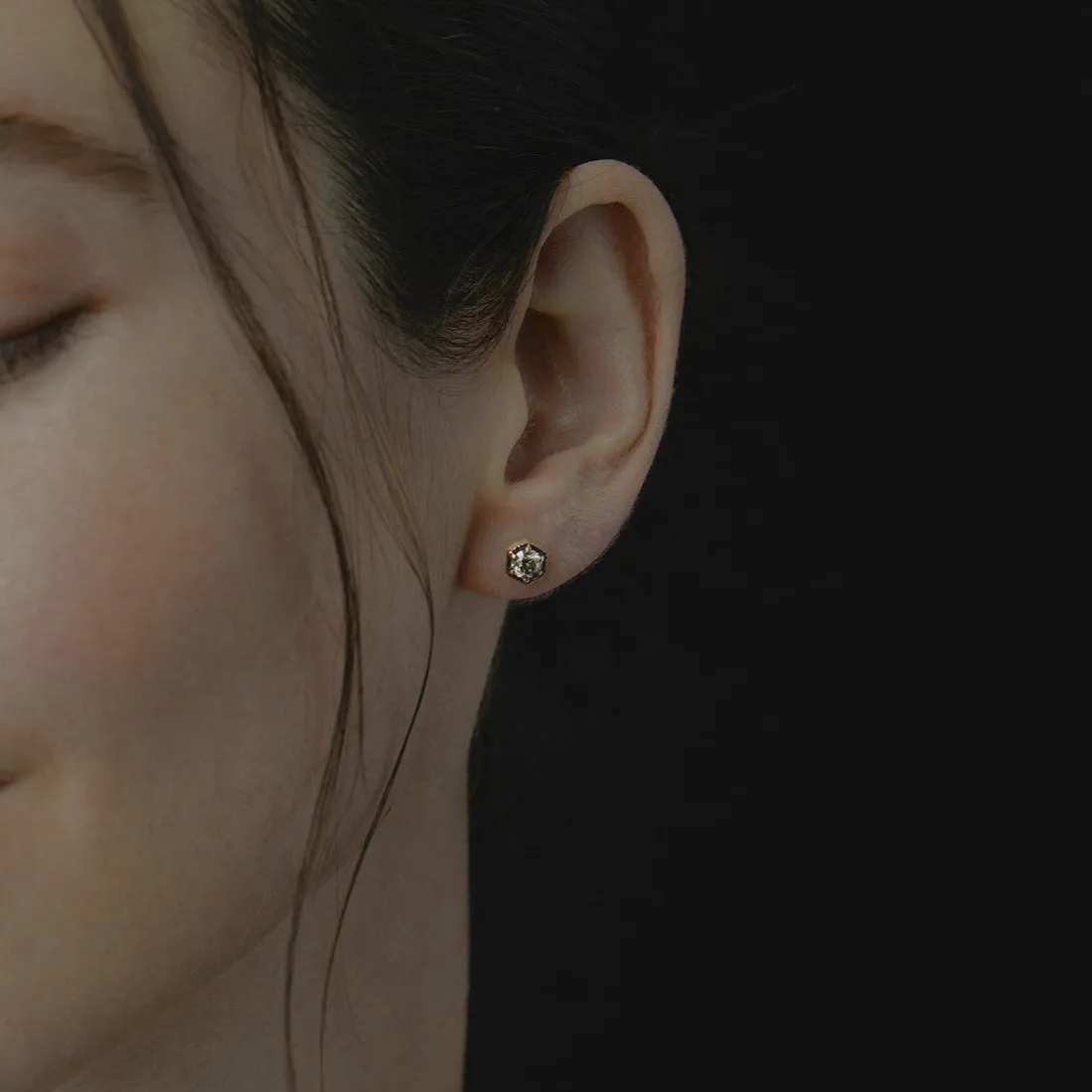 4.5mm Brown Diamond Hexagon Studs | E9905BR