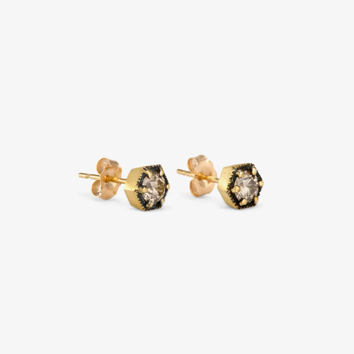 4.5mm Brown Diamond Hexagon Studs | E9905BR