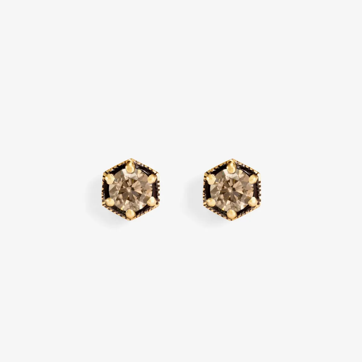 4.5mm Brown Diamond Hexagon Studs | E9905BR
