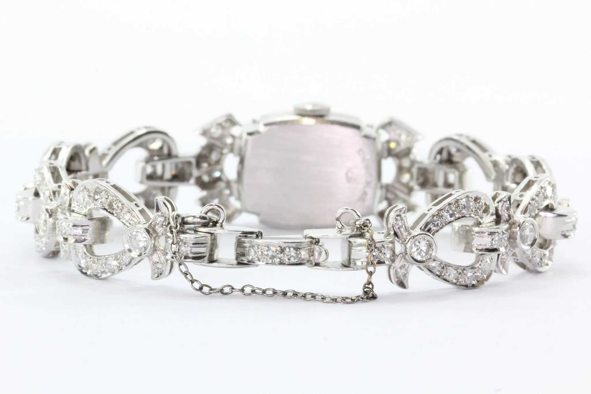 5 Carats of Diamonds on a Platinum Art Deco Hamilton 1940's Cocktail Watch