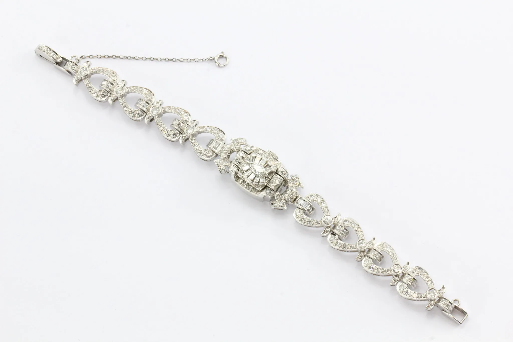 5 Carats of Diamonds on a Platinum Art Deco Hamilton 1940's Cocktail Watch