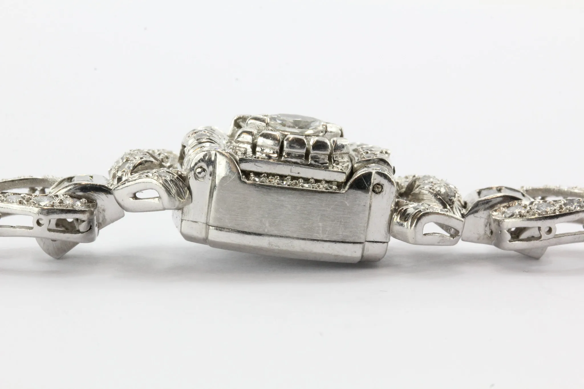 5 Carats of Diamonds on a Platinum Art Deco Hamilton 1940's Cocktail Watch