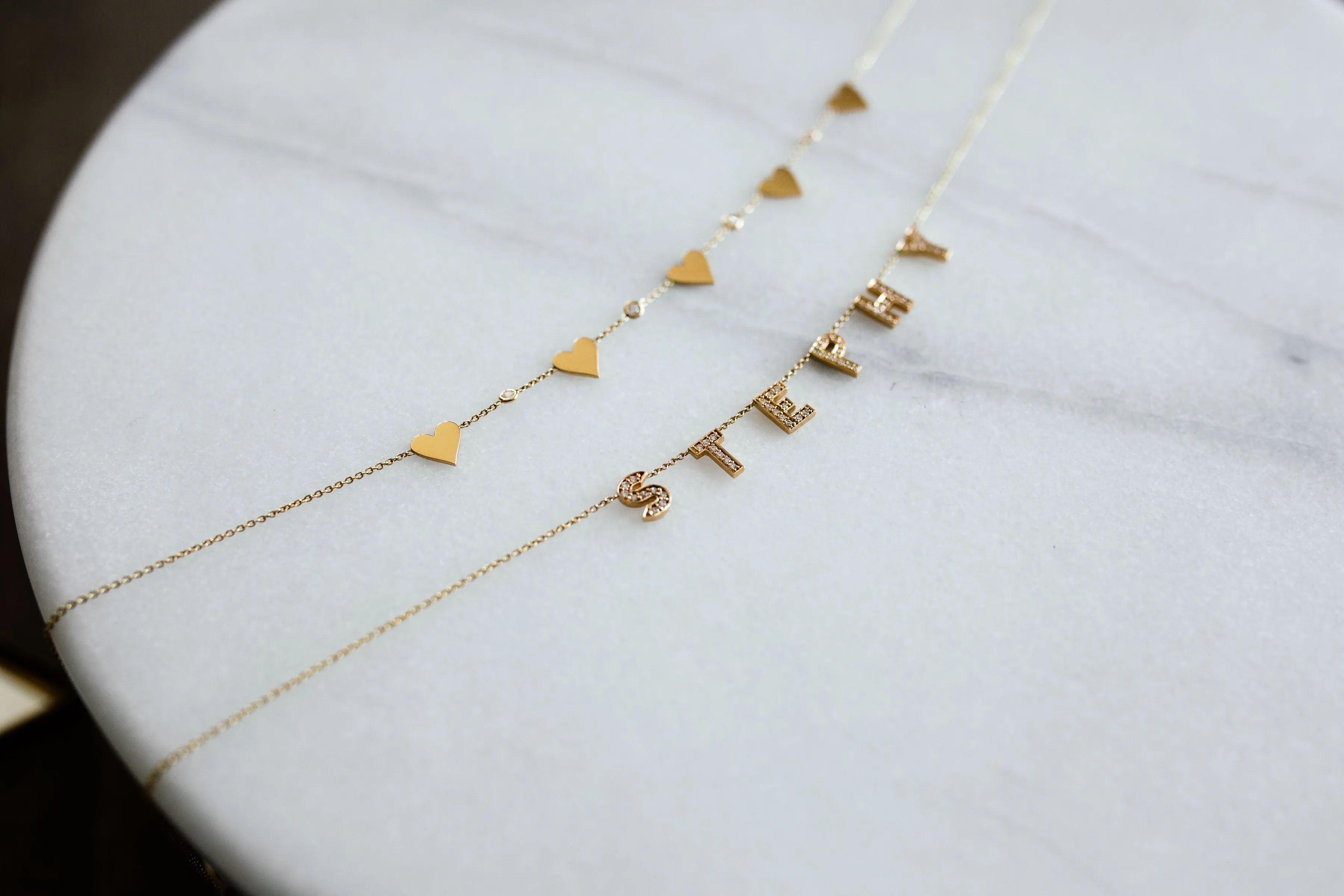 5 Heart with Diamond Bezel Necklace