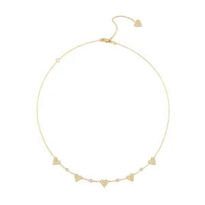 5 Heart with Diamond Bezel Necklace
