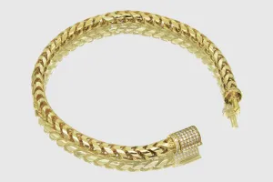 5mm Round Franco Diamond Cut Solid Gold Diamond Lock Bracelet