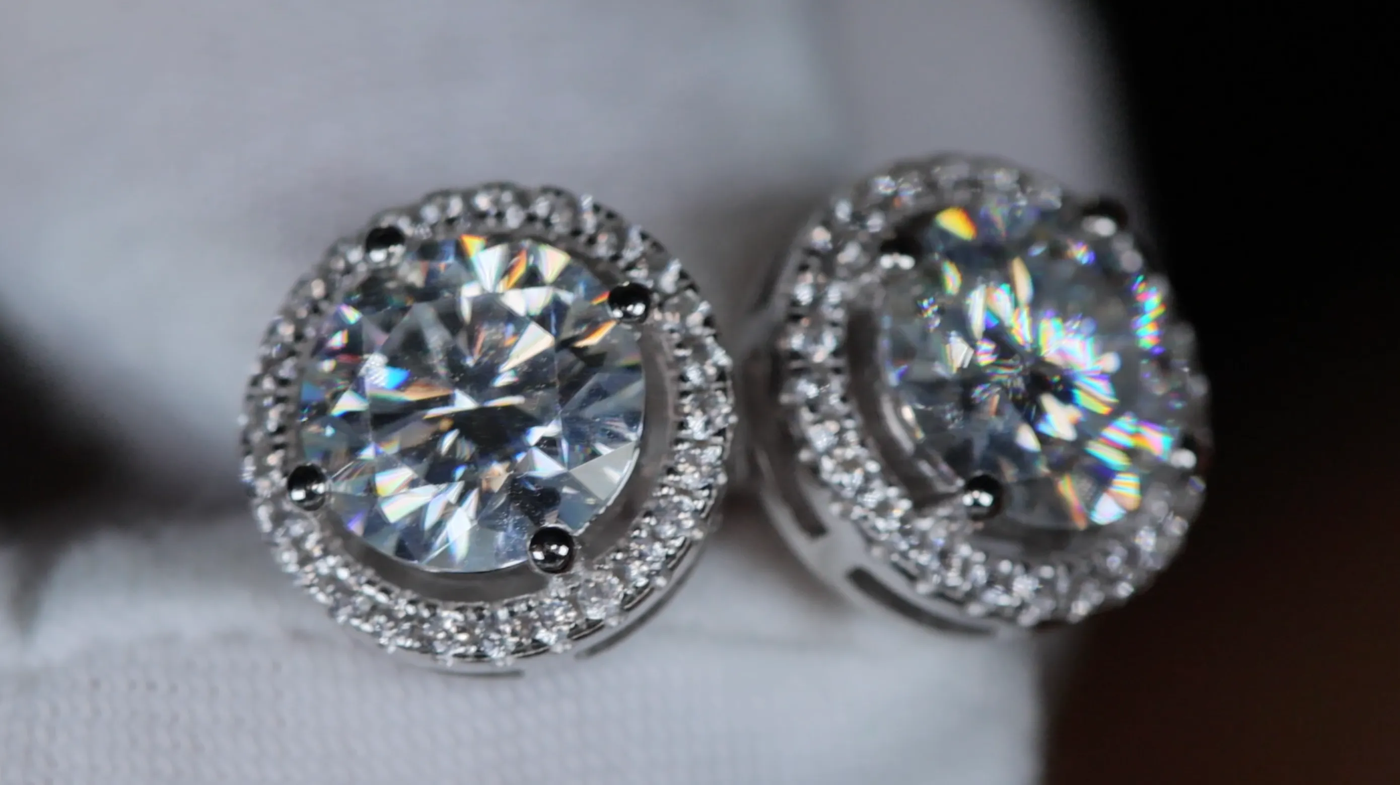 6 Carat Diamond Ear Studs | Big Moissanite Diamond Ear Studs | Iced Out Ear Studs
