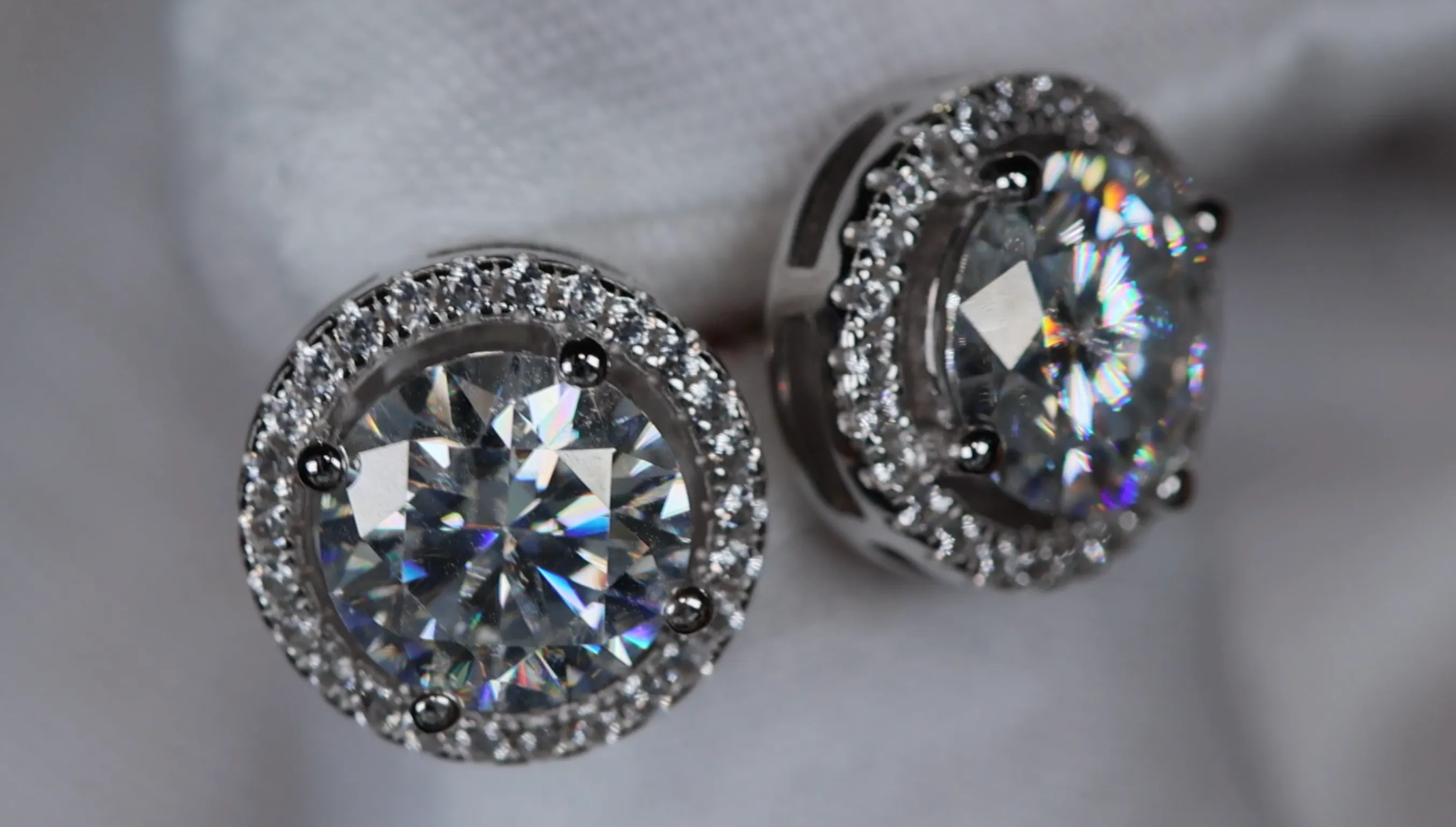 6 Carat Diamond Ear Studs | Big Moissanite Diamond Ear Studs | Iced Out Ear Studs