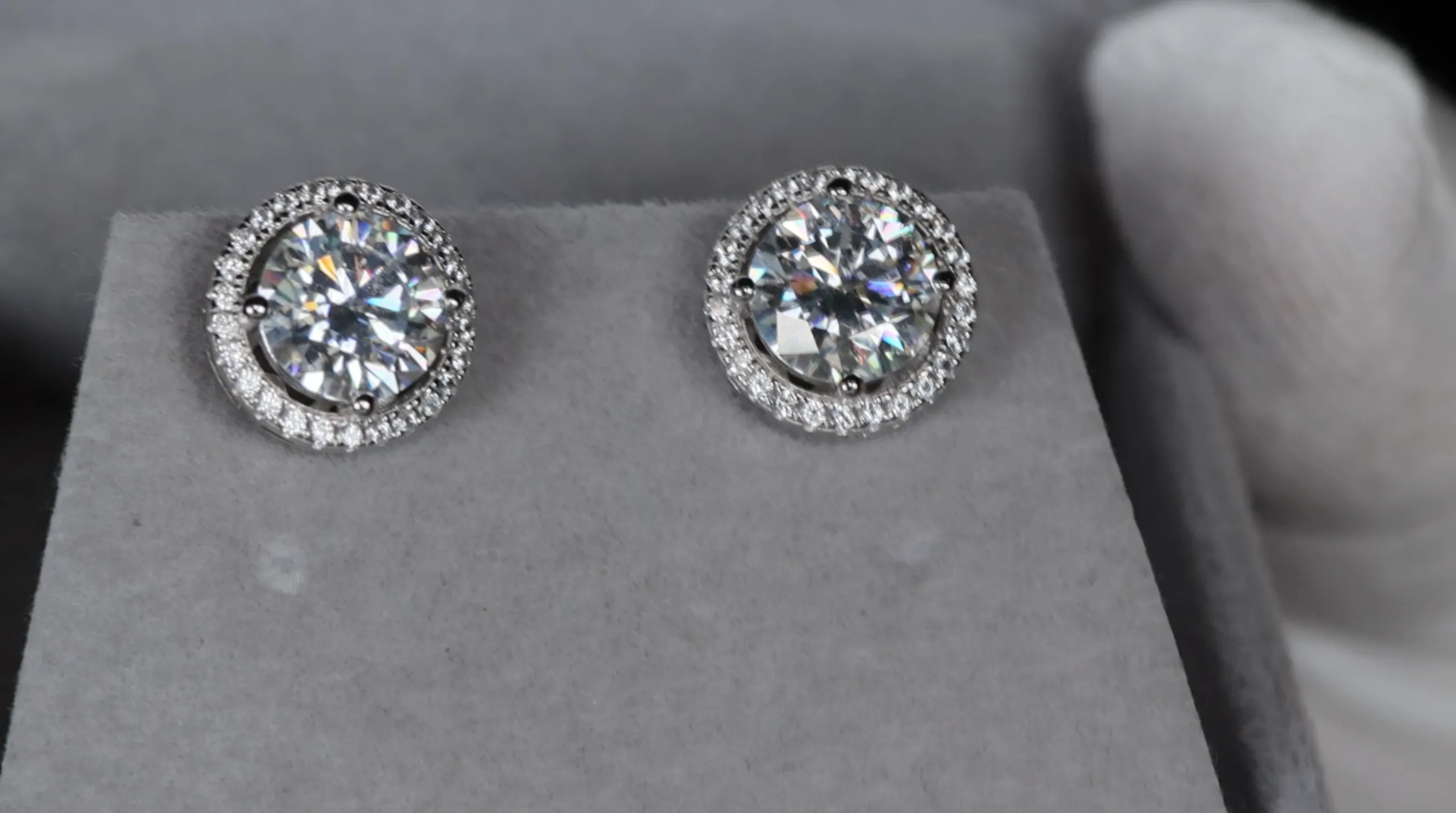 6 Carat Diamond Ear Studs | Big Moissanite Diamond Ear Studs | Iced Out Ear Studs